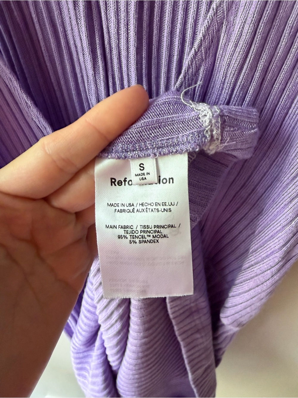 Reformation Paso Knit Mini Dress Purple Ribbed Stretch Blogger Casual Small - Picture 4 of 4